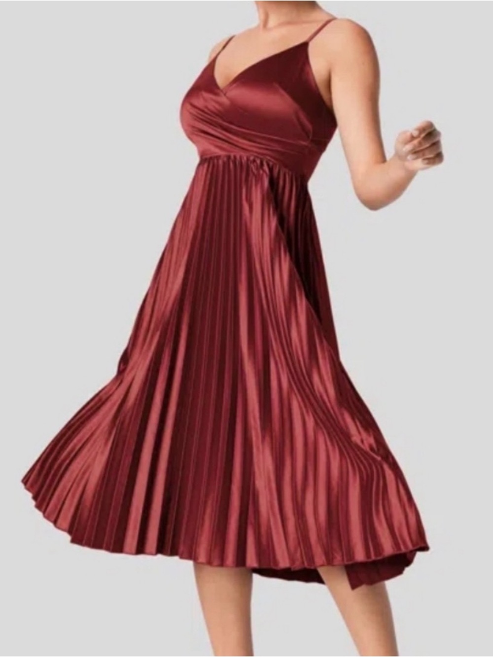 Halara Burgundy Midi Dress Size Medium Pleated Open Crisscross Back NWOT